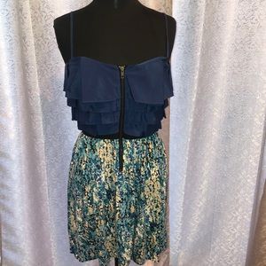 Blue ruffle top dress size small